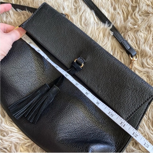 NWOT Anthropologie Elegant Black Tassel Shoulder Bag - Picture 7 of 10